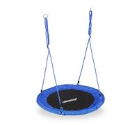 Relaxdays Balançoire nid d'oiseau rond 90 cm à suspendre enfant adulte jardin extérieur Ø 90 cm, 100 kg, bleu