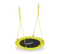 Relaxdays Balançoire nid d'oiseau rond 90 cm à suspendre enfant adulte jardin extérieur Ø 90 cm, 100 kg, jaune