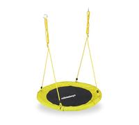 Relaxdays Balançoire nid d'oiseau rond 90 cm à suspendre enfant adulte jardin extérieur Ø 90 cm, 100 kg, jaune