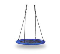 Relaxdays Balançoire nid d'oiseau rond pour le jardin avec assise charge max. 100 kg extérieur HxlxP: 145 x 100 x 100 cm, bleu