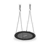 Relaxdays Balançoire nid d'oiseau Ronde pour Enfants et Adultes, réglable, diamètre 90 cm, balançoire de Jardin, jusqu'à 100 kg, Noir