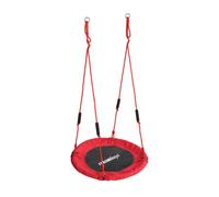 Relaxdays Balançoire nid Ronde Ø80 cm, réglable, extérieur, poignées rembourrées, pour Enfants, jusqu'à 100 kg, Rouge