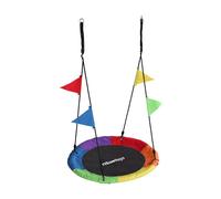 Relaxdays Balançoire Nid Ronde avec Fanions, Réglable, Extérieur, 100 cm, jusqu'à 100 kg, Multicolore