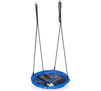 Relaxdays Balançoire nid d'oiseau, Enfants & Adultes, Hauteur réglable, 100 kg, extérieur, diamètre : 90 cm, Noir-Bleu