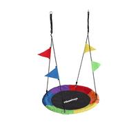 Relaxdays Balançoire Nid Ronde avec Fanions, Réglable, Extérieur, 100 cm, jusqu'à 100 kg, Multicolore