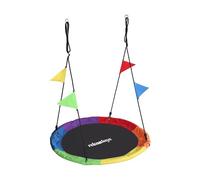 Relaxdays balançoire-nid Ronde pour Enfants, réglable, extérieur, Ø120 cm, Max 100 kg, Multicolore