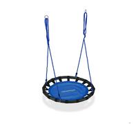 Relaxdays balançoire nid ronde suspendue pour enfants et adultes, réglable, extérieure, Ø 80 cm, jusqu'à 100 kg, bleue