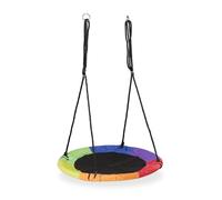Relaxdays Balançoire nid d'oiseau, diamètre de 100 cm, enfants & adultes, hauteur réglable, jusqu’à 150 kg, multicolore