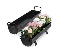 Relaxdays Balconnière gouttière Pot de Fleurs métal jardinière Zinc Jardin bac à Fleurs déco Set de 2, Anthracite