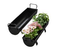 Relaxdays Balconnière gouttière pot de fleurs métal jardinière zinc jardin bac à fleurs déco set de 2, noir