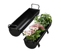 Relaxdays Balconnière gouttière pot de fleurs métal jardinière zinc jardin bac à fleurs déco set de 2, anthracite