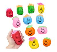 Relaxdays Balle Antistress, en lot Pratique de 12, Cheveux Originaux, pour Les Petits et Les Grands, colorée