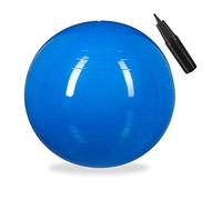 Relaxdays Balle de Gymnastique, Ballon de Fitness, Yoga & Pilates, Bureau, Pompe à air inclue, Ø 85 cm, Bleue