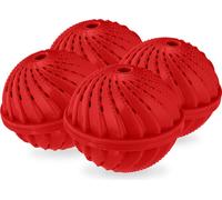 relaxdays Balle de lavage rouge, set de 4 pièces