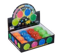 Relaxdays Balle rebondissante, Lot de 12, Clignotante, LED, Picots, diamètre : env. 6,5 cm, pour Enfant, Multicolore