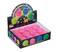 Relaxdays Balle rebondissante, Lot de 12, LED, Clignotante, Picots, diamètre : env. 6,5 cm, Rose