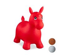 Relaxdays Hopping Horse, Air Pump Included, Up to 50 kg, BPA-Free, Space Hopper Ballon Sauteur Cheval Jouet Jeux Enfant Animaux, Rouge, 10024991_47, 48 x 26 x 58 cm