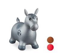 Relaxdays Hopping Horse, Air Pump Included, Up to Free, Space Hopper ballon sauteur cheval pompe gonflable jouet jeux enfant 50 kg sans BPA, gris, 10024991_111, 48 x 26 x 58 cm