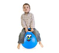 Relaxdays Ballon Sauteur Enfants, avec Visage, poignée, diamètre 45 cm, intérieur et extérieur, Jusqu’à 150 kg, Bleu