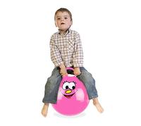 Relaxdays Ballon Sauteur Enfants, avec Visage, poignée, diamètre 45 cm, intérieur et extérieur, Jusqu’à 150 kg, Rose