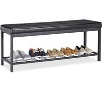 relaxdays Banc à chaussures 10023311_46 noir métal 115,0 cm