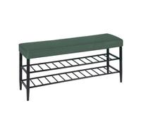 Banc à Chaussures Relaxdays, Assise rembourrée en Simili Cuir, 2 étagères, pour 8 Paires, H x L x P 50x100x30 cm, Vert