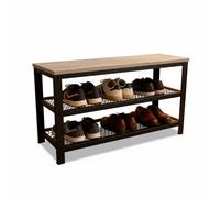 Relaxdays Banc à chaussures avec 2 étagères