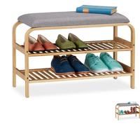 relaxdays Banc à chaussures avec assise pour 3-6 paires