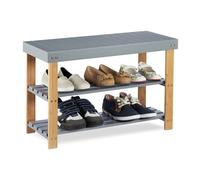Relaxdays Banc à chaussures Bambou Gris 2 Niveaux