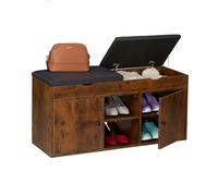 Relaxdays Banc à Chaussures, Meuble spacieux, Confortable, H x L x P : 49,5 x 100 x 34 cm, Marron et Noir
