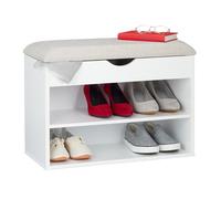 Relaxdays Banc pour chaussures blanc, rembourré