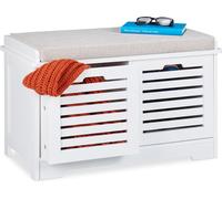 relaxdays Banc avec 2 paniers blanc