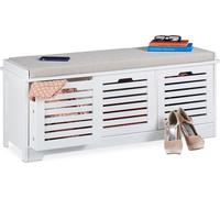 relaxdays Banc avec espace de rangement blanc