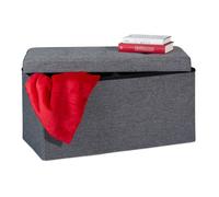 Relaxdays Banc, avec espace de rangement, pliable, rembourré, Avec séparation, 84 L, banquette, gris foncé