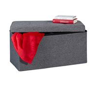 Relaxdays Banc, avec Espace de Rangement, Pliable, rembourré, avec séparation, 84 L, Banquette, Gris foncé, 1 unité