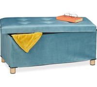 relaxdays Banc avec revêtement en velours et pieds en bois