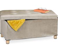 relaxdays Banc avec revêtement en velours et pieds en bois