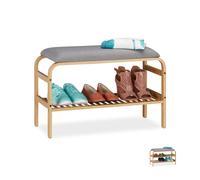 Relaxdays Banc Chaussures, Surface rembourrée, entrée, Garde Robe, Chambre à Coucher, Rangement HlP 46x69x30 cm, Nature