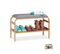 Relaxdays Banc Chaussures, Surface rembourrée, entrée, Garde Robe, Chambre à Coucher, Rangement HlP 46x69x30 cm, Nature