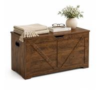 Relaxdays Banc-Coffre, Couvercle, 2 charnières de sécurité, Marron Vintage