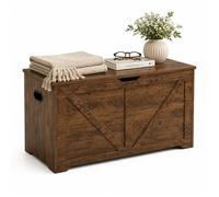 Relaxdays banc-coffre couvercle 2 charnières de sécurité MDF H x L x P : 46 x 100 x 40 cm marron vintage