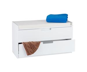 Relaxdays Banc commode blanc avec 2 tiroirs