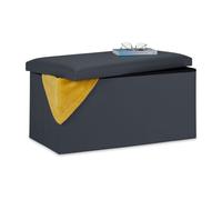 Relaxdays Banc pour Rangement, Cuir synthétique, Pliable, rembourré, Chambre, HLP 37,5 x 76,5 x 38,5 cm, Gris foncé