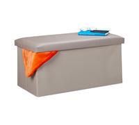 relaxdays Banc pour Rangement, Cuir synthétique, Pliable, rembourré, entrée, Chambre, HLP 37,5 x 76,5 x 38,5 cm, Gris