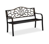 Relaxdays Banc Jardin Antique, 2 Personnes, Balcon, terrasse, métal, HLP : 90 x 127,5 x 63cm, Acier, Fonte, Noir-Bronze