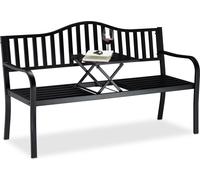 relaxdays Banc de jardin 10026113_0 noir métal 150,0 cm