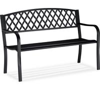 relaxdays Banc de jardin 10026115_0 noir métal 127,5 cm