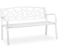 Relaxdays Banc De Jardin Banc En Métal Nostalgique Banc En Fonte Banc De Terrasse Blanc Blanc