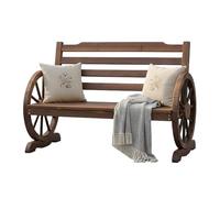 Relaxdays Banc de Jardin 2 Places en Bois, Dossier, Style Rustique, 77 x 112 x 52 cm, Marron