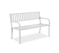 Relaxdays Banc de Jardin 2 Places, H x l x P : 82 x 127,5 x 59,5 cm, en Acier, Banc de Jardin, terrasse, Balcon, Banc de Parc, Blanc